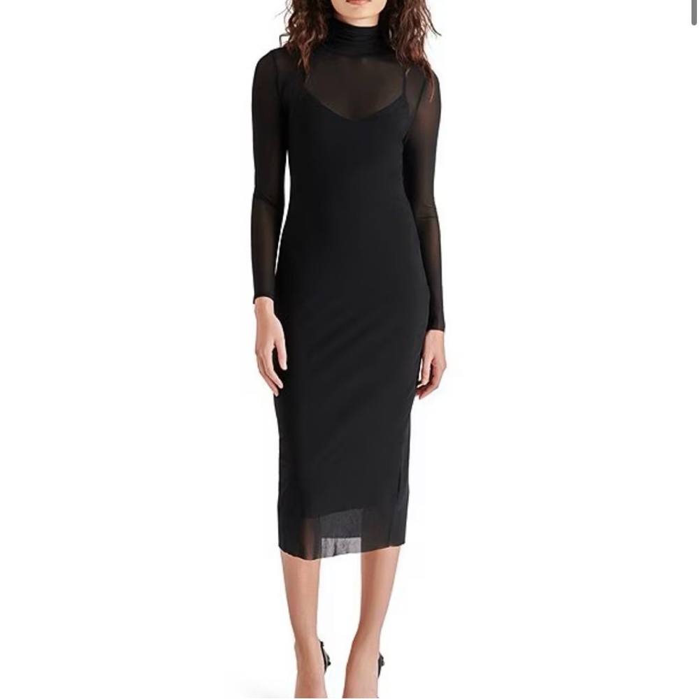 Steve Madden Vivienne Dress - Black Midi Dress - Women